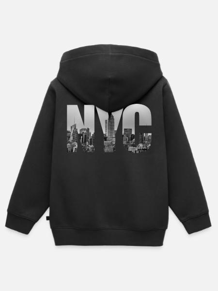 NYC - Kinder Premium Organic Zip Hoodie - Schwarz