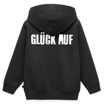 Glück auf - Kinder Premium Organic Zip Hoodie - Schwarz - Hinten - AI Model Kid Male (0cm)