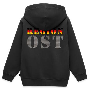 Région de l'Est (Allemagne de l'Est) - Sweat Premium à capuche zippé enfant bio - noir - Dos - AI Model Kid Male (0cm)