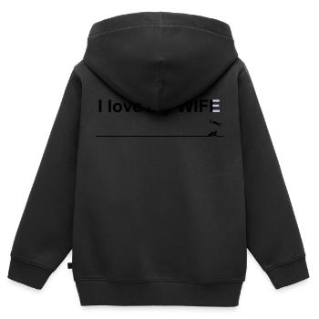 Ich liebe meine Frau wifi - Kinder Premium Organic Zip Hoodie - Schwarz - Hinten - AI Model Kid Male (0cm)