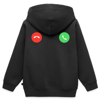Incoming Call - Sweat Premium à capuche zippé enfant bio - noir - Dos - AI Model Kid Male (0cm)