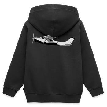 cessna - Kinder Premium Organic Zip Hoodie - Schwarz - Hinten - AI Model Kid Male (0cm)