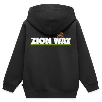 Reggae Zion Way - Sweat Premium à capuche zippé enfant bio - noir - Dos - AI Model Kid Male (0cm)