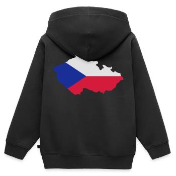 République tchèque - Sweat Premium à capuche zippé enfant bio - noir - Dos - AI Model Kid Male (0cm)