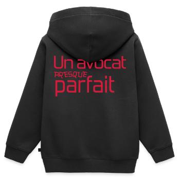 Avocat / Avocate / Justice / Tribunal / Police - Sweat Premium à capuche zippé enfant bio - noir - Dos - AI Model Kid Male (0cm)
