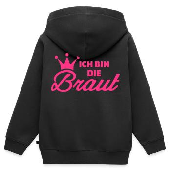 Ich bin die Braut - Kinder Premium Organic Zip Hoodie - Schwarz - Hinten - AI Model Kid Male (0cm)
