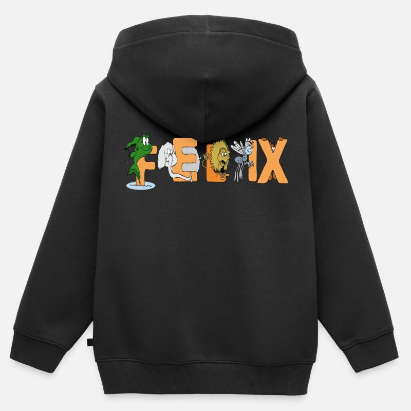 Felix - Sweat Premium à capuche zippé enfant bio - noir