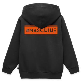 #Maschine - Kinder Premium Organic Zip Hoodie - Schwarz - Hinten - AI Model Kid Male (0cm)