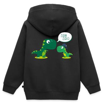 Big Bro Dino - Kinder Premium Organic Zip Hoodie - Schwarz - Hinten - AI Model Kid Male (0cm)