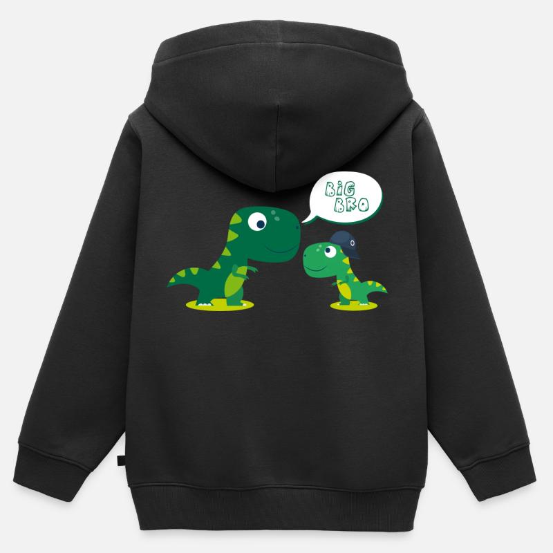 Big Bro Dino - Sweat Premium à capuche zippé enfant bio - noir