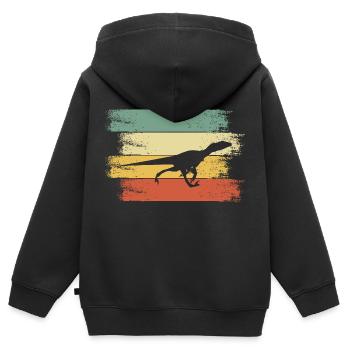 Dino - Kinder Premium Organic Zip Hoodie - Schwarz - Hinten - AI Model Kid Male (0cm)