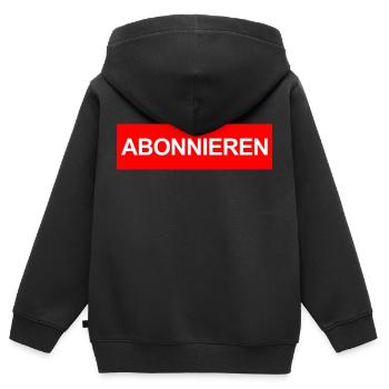 S'ABONNER À - Sweat Premium à capuche zippé enfant bio - noir - Dos - AI Model Kid Male (0cm)