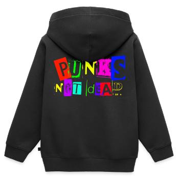 PUNKS NOT DEAD - Kids Premium Organic Zip-up Hoodie - black - Back - AI Model Kid Male (0cm)