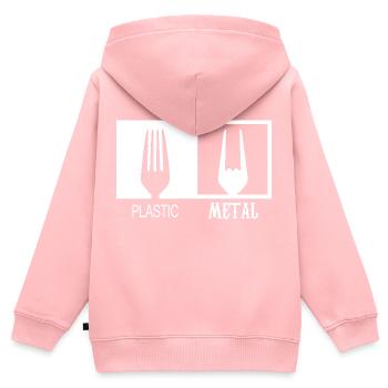 Plastic and Metal, Heavy Metal, Hard Rock, Fork - Kids Premium Organic Zip-up Hoodie - rose - Back - AI Model Kid Female (0cm)
