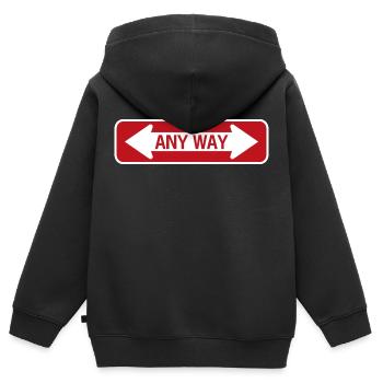 Straßenschild in irgendeiner Weise rot - Kinder Premium Organic Zip Hoodie - Schwarz - Hinten - AI Model Kid Male (0cm)