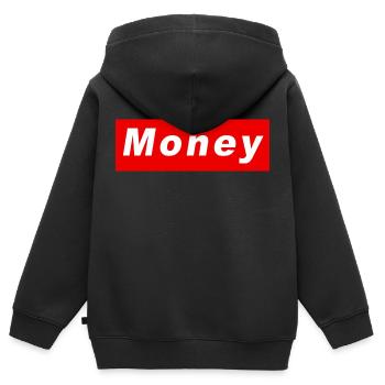 Argent - Sweat Premium à capuche zippé enfant bio - noir - Dos - AI Model Kid Male (0cm)