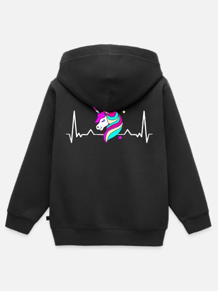 De hartslag van de eenhoorn - Kinder Premium zip hoodie biologisch - zwart