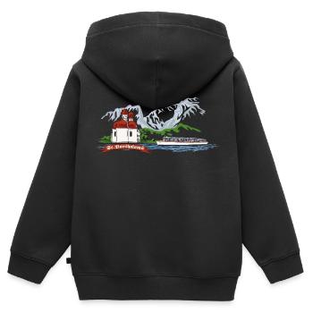 St. Bartholomä Péninsule de Hirschau Königssee - Sweat Premium à capuche zippé enfant bio - noir - Dos - AI Model Kid Male (0cm)