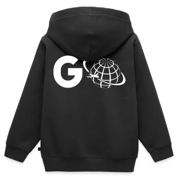 "Go Travel" Travel World Map T-Shirt (Traveler) - Kinder Premium Organic Zip Hoodie - Schwarz - Hinten - AI Model Kid Male (0cm)