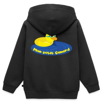 Mon petit Canard - Sweat Premium à capuche zippé enfant bio - noir - Dos - AI Model Kid Male (0cm)