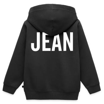 Jean Custom Name Schriftart Text Geburtstag - Kinder Premium Organic Zip Hoodie - Schwarz - Hinten - AI Model Kid Male (0cm)