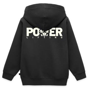 power lifting weiss - Kinder Premium Organic Zip Hoodie - Schwarz - Hinten - AI Model Kid Male (0cm)