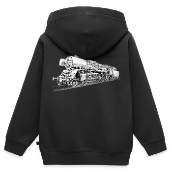 Dampflok 03 1010 - Kinder Premium Organic Zip Hoodie - Schwarz - Hinten - AI Model Kid Male (0cm)