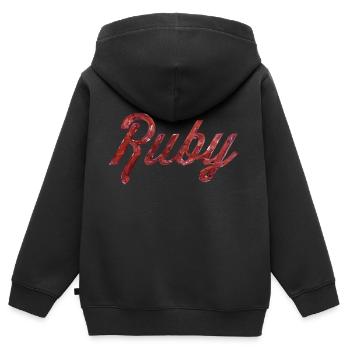 Texte stylisé Ruby - Sweat Premium à capuche zippé enfant bio - noir - Dos - AI Model Kid Male (0cm)