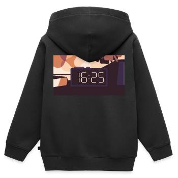 Heure – 16:25 - Sweat Premium à capuche zippé enfant bio - noir - Dos - AI Model Kid Male (0cm)
