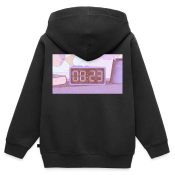 Heure – 8:23 - Sweat Premium à capuche zippé enfant bio - noir - Dos - AI Model Kid Male (0cm)