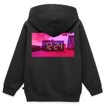 Time – 12:24 PM - Kids Premium Organic Zip-up Hoodie - black - Back - AI Model Kid Male (0cm)