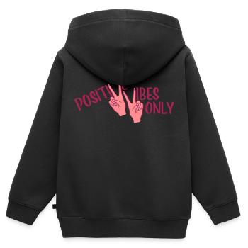 Optimisme Ondes positives seulement - Sweat Premium à capuche zippé enfant bio - noir - Dos - AI Model Kid Male (0cm)