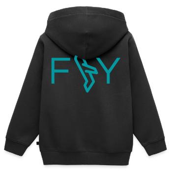 Fliegen - Kinder Premium Organic Zip Hoodie - Schwarz - Hinten - AI Model Kid Male (0cm)