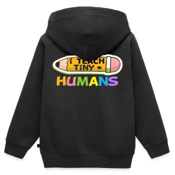 I teach tiny Humans - Kids Premium Organic Zip-up Hoodie - black - Back - AI Model Kid Male (0cm)