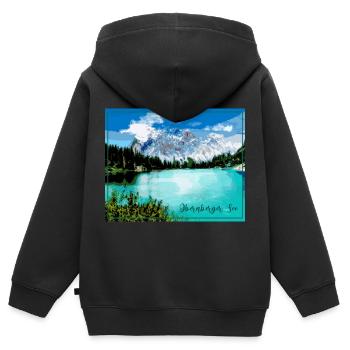 Obernberger See,landschaft,see,Tirol - Kinder Premium Organic Zip Hoodie - Schwarz - Hinten - AI Model Kid Male (0cm)