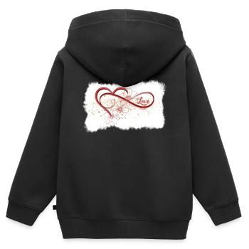 Gold Flower Love - Kinder Premium Organic Zip Hoodie - Schwarz - Hinten - AI Model Kid Male (0cm)