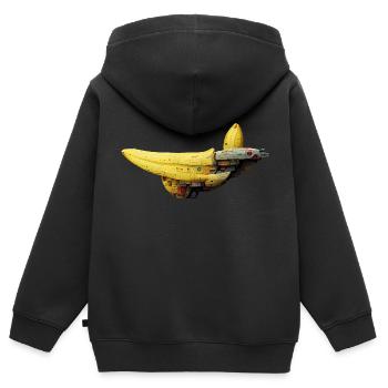 Vaisseau spatial Banana - Sweat Premium à capuche zippé enfant bio - noir - Dos - AI Model Kid Male (0cm)