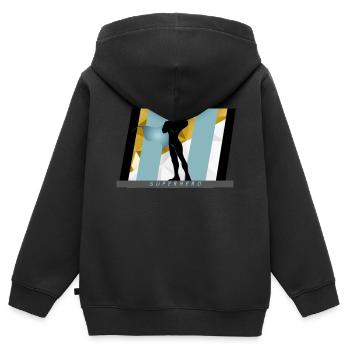 SUPERHERO BOY - Kids Premium Organic Zip-up Hoodie - black - Back - AI Model Kid Male (0cm)