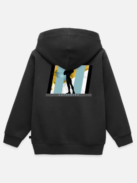 SUPERHERO BOY - Kids Premium Organic Zip-up Hoodie - black