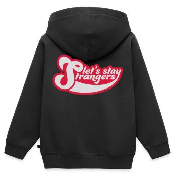 Citation Restons Strangers - Sweat Premium à capuche zippé enfant bio - noir - Dos - AI Model Kid Male (0cm)