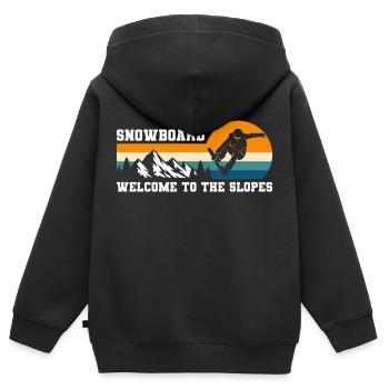 Snowboarder Schnee Piste - Kinder Premium Organic Zip Hoodie - Schwarz - Hinten - AI Model Kid Male (0cm)