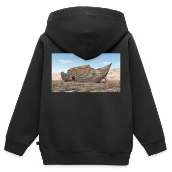 Arche Noah, Bibel, Religion - Kinder Premium Organic Zip Hoodie - Schwarz - Hinten - AI Model Kid Male (0cm)