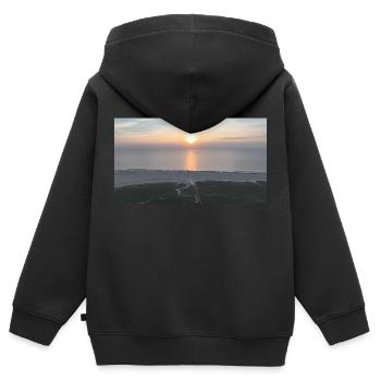 Sonnenuntergang - Sankt Peter Ording - Kinder Premium Organic Zip Hoodie - Schwarz - Hinten - AI Model Kid Male (0cm)