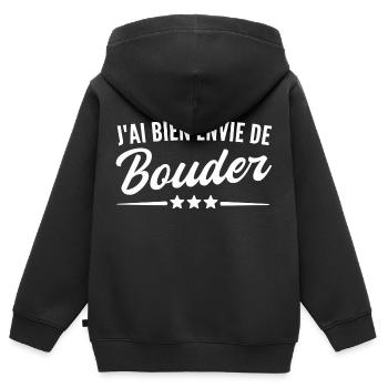 j ai bien envie de bouder - Sweat Premium à capuche zippé enfant bio - noir - Dos - AI Model Kid Male (0cm)