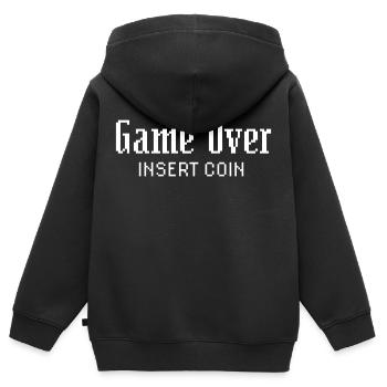 Game Over Insert Coin - Kinder Premium Organic Zip Hoodie - Schwarz - Hinten - AI Model Kid Male (0cm)