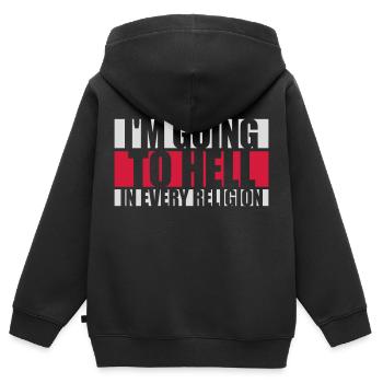 En allant en enfer - Sweat Premium à capuche zippé enfant bio - noir - Dos - AI Model Kid Male (0cm)