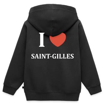 i love Saint Gilles - Sweat Premium à capuche zippé enfant bio - noir - Dos - AI Model Kid Male (0cm)