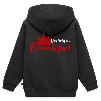 Verliebt in Frankfurt | Frankfurt Mitbringsel Souv - Kinder Premium Organic Zip Hoodie - Schwarz - Hinten - AI Model Kid Male (0cm)