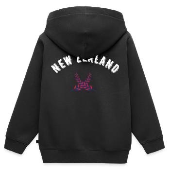 Neuseeland - Kinder Premium Organic Zip Hoodie - Schwarz - Hinten - AI Model Kid Male (0cm)