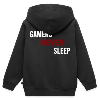 Gamers never sleep - Sweat Premium à capuche zippé enfant bio - noir - Dos - AI Model Kid Male (0cm)